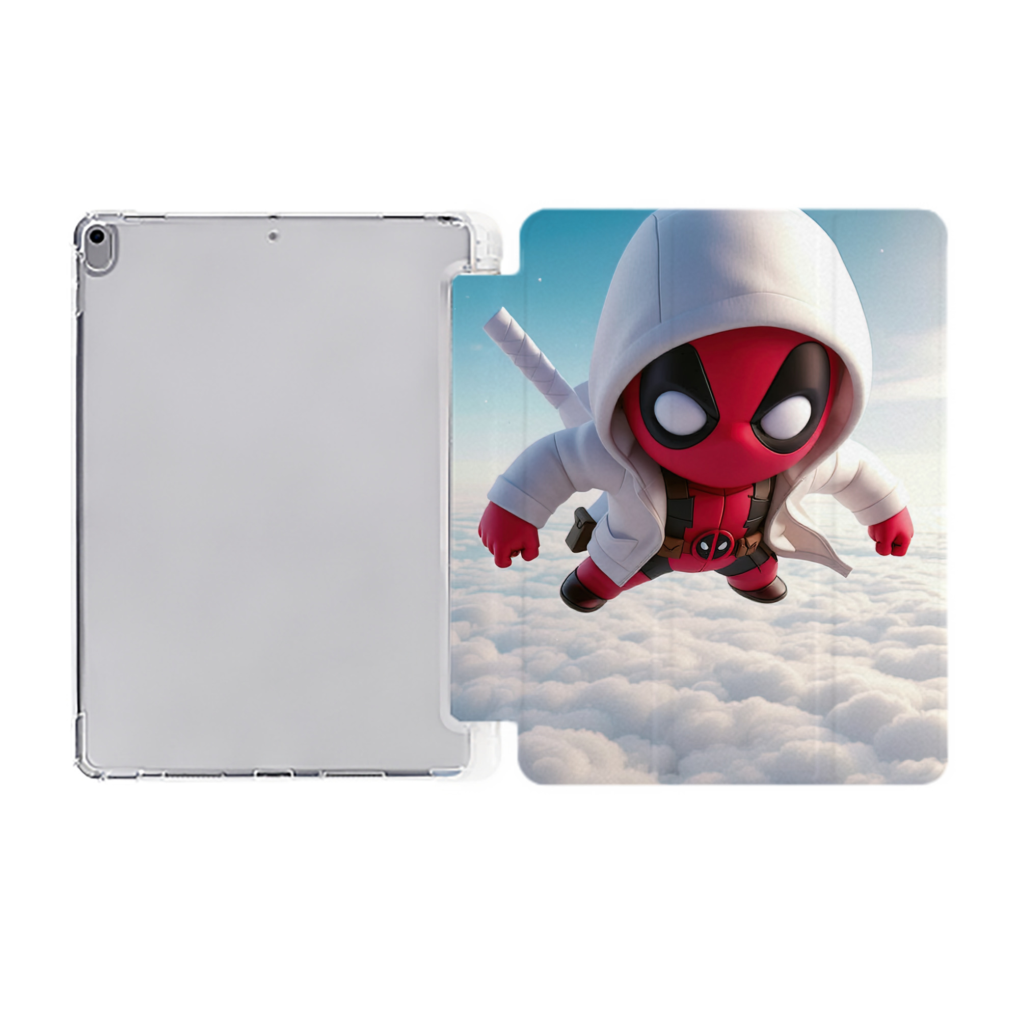 （画像用） Deadpool デッドプール IPad ケース ペン収納付き 三つ折りスタンド PUレザー×シリコン 対応機種9.5/10.5/10.9インチ